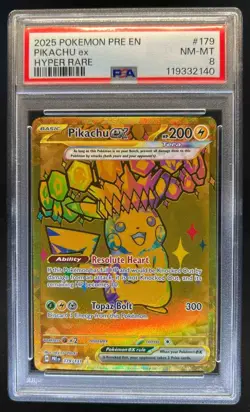 2025 Pokemon SV Prismatic Evolutions Pikachu ex #179/131 PSA 8 - Image 1