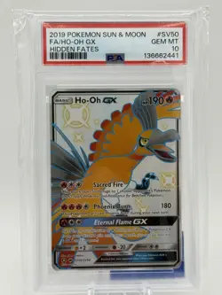 Pokemon Ho-Oh GX SV50/SV94 Hidden Fates Shiny Vault Full Art Holo PSA 10 - Image 1