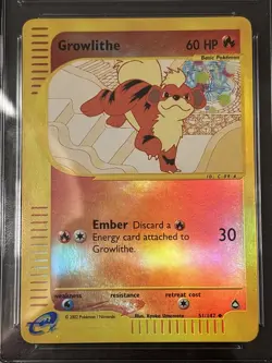 2003 POKEMON AQUAPOLIS GROWLITHE REVERSE Holo FOIL 51/147 E Series CGC 6.5 - Image 2