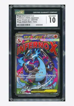 Pokemon CGC 10 GEM MINT Mega Charizard X ex MA 2025 223/193 M2a Japanese - Image 1