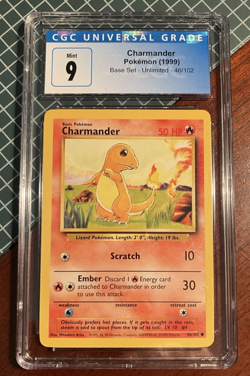CGC 9 Mint CHARMANDER 46/102 Pokemon (1999) Base Set Unlimited - Image 1