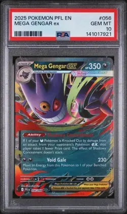 2025 POKEMON PFL EN-PHANTASMAL FLAMES #056 MEGA GENGAR ex PSA 10 - Image 1