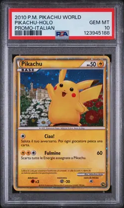 2010 POKEMON WORLD COLLECTION ITALIAN-DO NOT USE PIKACHU-HOLO PSA 10 - Image 1