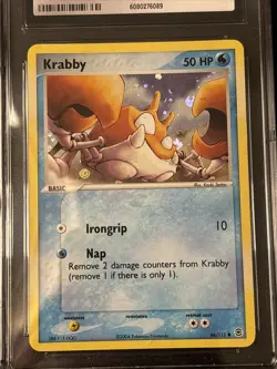 Pokemon Krabby EX Fire Red & Leaf Green Reverse Holo 66/112 CGC 9.5 Mint+ - Image 2