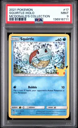 2021 POKEMON MCDONALD'S COLLECTION #17 SQUIRTLE-HOLO PSA 9 - Image 1
