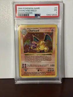 Pokemon TCG 1999 Game Charizard Holo SHADOWLESS PSA 1 - Image 1