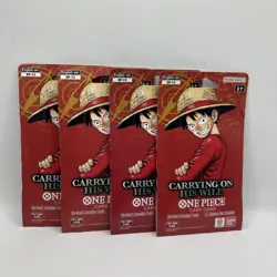 4x ENGLISH One Piece CCG: Carrying On His Will - Sleeved Booster Pack lot OP-13 - Image 1