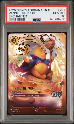 2025 DISNEY LORCANA EN 9-FABLED ENCHANTED WINNIE THE POOH - HUNNY WIZARD PSA 10 - Image 1