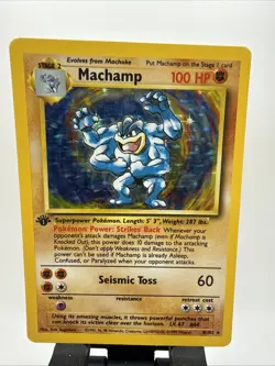 1999 1st Edition Base Set Machamp Holo 8/102 Rare WOTC Pokemon Card TCG NM Mint - Image 1