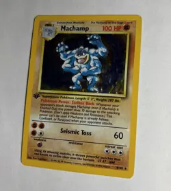 *Holo Bleed* 1st Ed. Base Set Machamp Holo 8/102 Rare WOTC Pokemon Card TCG NM! - Image 1