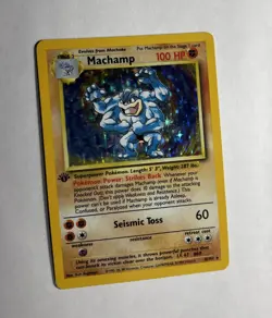 *Holo Bleed* 1st Ed. Base Set Machamp Holo 8/102 Rare WOTC Pokemon Card TCG NM! - Image 3