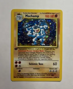 1999 1st Edition Base Set Machamp Holo 8/102 Rare WOTC Pokemon Card TCG NM Mint! - Image 1