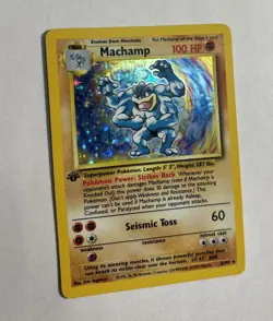1999 1st Edition Base Set Machamp Holo 8/102 Rare WOTC Pokemon Card TCG NM Mint! - Image 2
