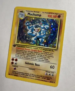 1999 1st Edition Base Set Machamp Holo 8/102 Rare WOTC Pokemon Card TCG NM Mint! - Image 3