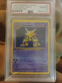 Pokemon Alakazam TCG Shadowless Base Set Holo Rare Card 1/102 - Image 1