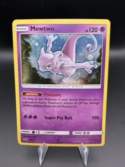 Pokemon Mewtwo TCG SM77 Cosmic Holo Black Star Promo Card Near Mint Condition - Image 1