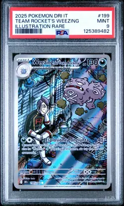 Pokemon PSA 9 Team Rocket's Weezing #199 DRI IT Illustration Rare 2025 Italiano - Image 2