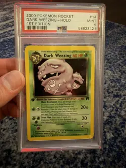2000 Pokemon Team Rocket Dark Weezing 1st Edition Holo Rare #14 PSA 9 Mint - Image 1