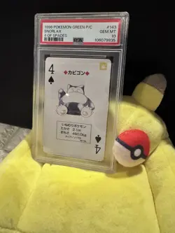 1996 POKEMON GREEN VERSION PLAYING CARDS 4 OF SPADES #143 SNORLAX PSA 10 - Image 3