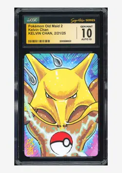 Pokemon CGC 10 GEM MINT AUTO 10 Spare Card Kelvin Chan 2023 Old Maid Japanese - Image 1