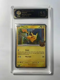 2024 Pokemon ENG PAF 018/091 Pikachu TOC 9.5 Gem-Mint Graded Card Helloween QI94 - Image 1