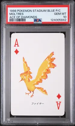 1998 POKEMON STADIUM BLUE VERSION PLAYING CARDS ACE OF DIAMONDS MOLTRES PSA 10 - Image 1