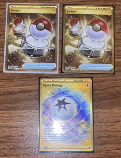 POKEMON TCG UR Gold Card Lot: 2 x SWITCH Trainer 206/165, SPIKY ENERGY 190/159 - Image 1