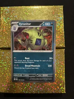 Pokemon Paldea Evolved Tyranitar 135/193 Cosmos Holo-NM! + Larvitar & Pupitar - Image 2