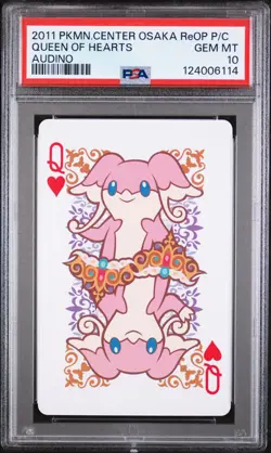 2011 POKEMON CENTER OSAKA REOPENING PLAYING CARDS AUDINO QUEEN OF HEARTS PSA 10 - Image 1