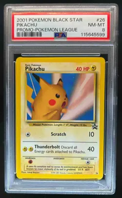 1999 Pokemon Wizards Black Star Promos Pikachu #26 PSA 8 - Image 1