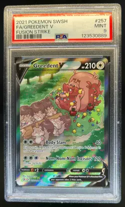 2021 Pokemon SWSH Fusion Strike Greedent V #257/264 PSA 9 - Image 1