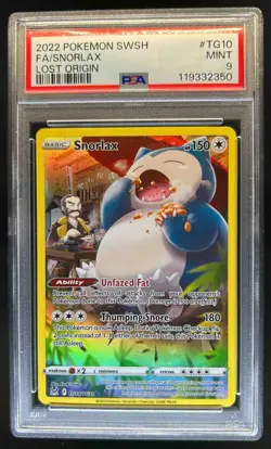 2022 Pokemon SWSH Lost Origin Snorlax Trainer Gallery #TG10/TG30 PSA 9 - Image 1