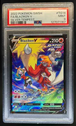 2022 Pokemon SWSH Silver Tempest Blaziken V Trainer Gallery Holo TG14/TG30 PSA 9 - Image 1