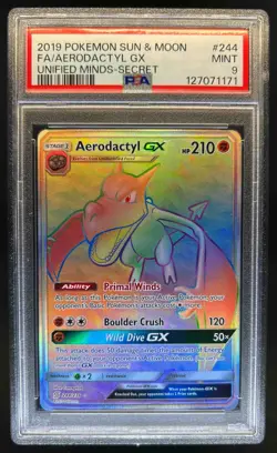 2019 Pokemon Sun & Moon Unified Minds Aerodactyl #244/236 PSA 9 - Image 1
