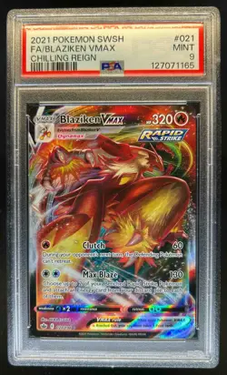 2021 Pokemon SWSH Chilling Reign Blaziken VM Full Art #021/198 PSA 9 - Image 1