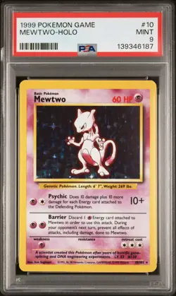 1999 POKEMON GAME #10 MEWTWO-HOLO PSA 9 - Image 1