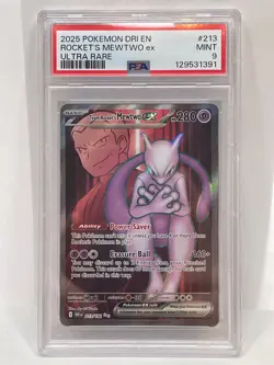 PSA 9 MINT Team Rocket's Mewtwo ex Ultra Rare Destined Rivals 213/182 - Image 1