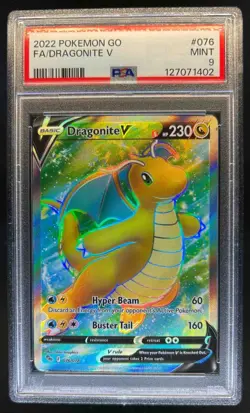 2022 Pokemon SWSH Pokemon GO Dragonite V #076/078 PSA 9 - Image 1