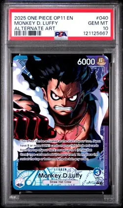 2025 One Piece OP11-040 Monkey D Luffy PSA 10 Alternate Alt Art Leader RARE - Image 1