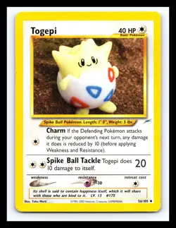 💥 Pokemon TCG Card Neo Destiny Togepi 56/105 Regular WOTC Non Holo - Image 1