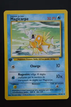 Pokemon TCG MAGIKARP 1ST EDITION FRENCH MAGICARPE Base Set 35/102 NM - Image 1
