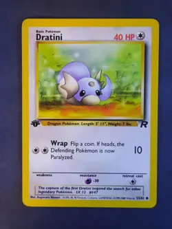 Pokemon Card Team Rocket 1st Edition Regular Finish Dratini 53/82 - Image 1