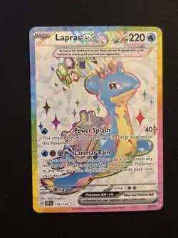 Pokemon TCG Stellar Crown Lapras EX Full Art Ultra Rare Card 158/142 - Image 1