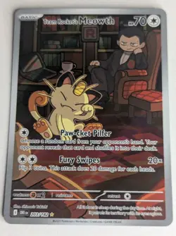 Pokemon TCG Card Team Rocket's Meowth 203/182 Sv10: Destined Rivals Holo NM - Image 1