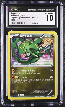 CGC 10 GEM MINT Rayquaza 2013 Legendary Treasures 93/113 Holo Pokemon Card - Image 1