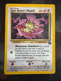 Team Rocket's Meowth # 18 Black Star PROMO WOTC Rare Pokemon Card Tcg - LP - Image 1