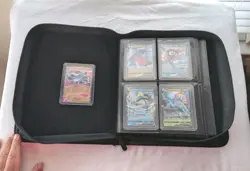 Pokemon Lot - Top Loader Binder - 5 Pokemon Cards & Has A Few Free Top Loader's - Image 1