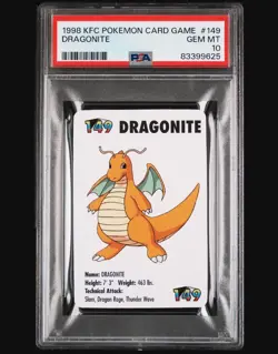 1998 KFC POKEMON CARD GAME #149 DRAGONITE GEM MINT 10 RARE - Image 1