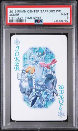 2016 POKEMON CENTER SAPPORO PLAYING CARDS UXIE/AZELF/MESPRIT JOKER PSA 9 - Image 1