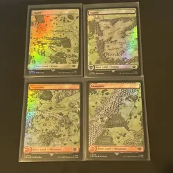 MtG Lord Of The Rings Lot Of 4 Basic Land Foil Middle Earth Mountains Swamp #428 - Image 1